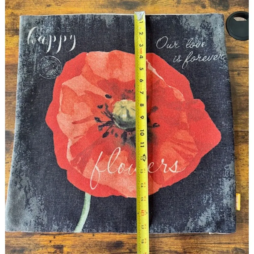 Tapestry Poppy Flower Throw Pillow Cover 17.5X17.5 Square w/Zipper Floral Love